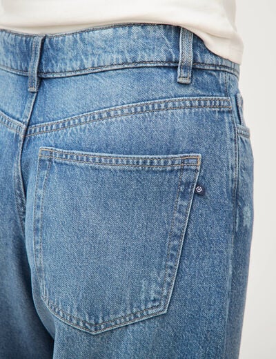 Jeans barrel 7/8&egrave;me taille standard denim used femme