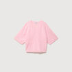 Pull droit court col v manches courtes rose clair femme