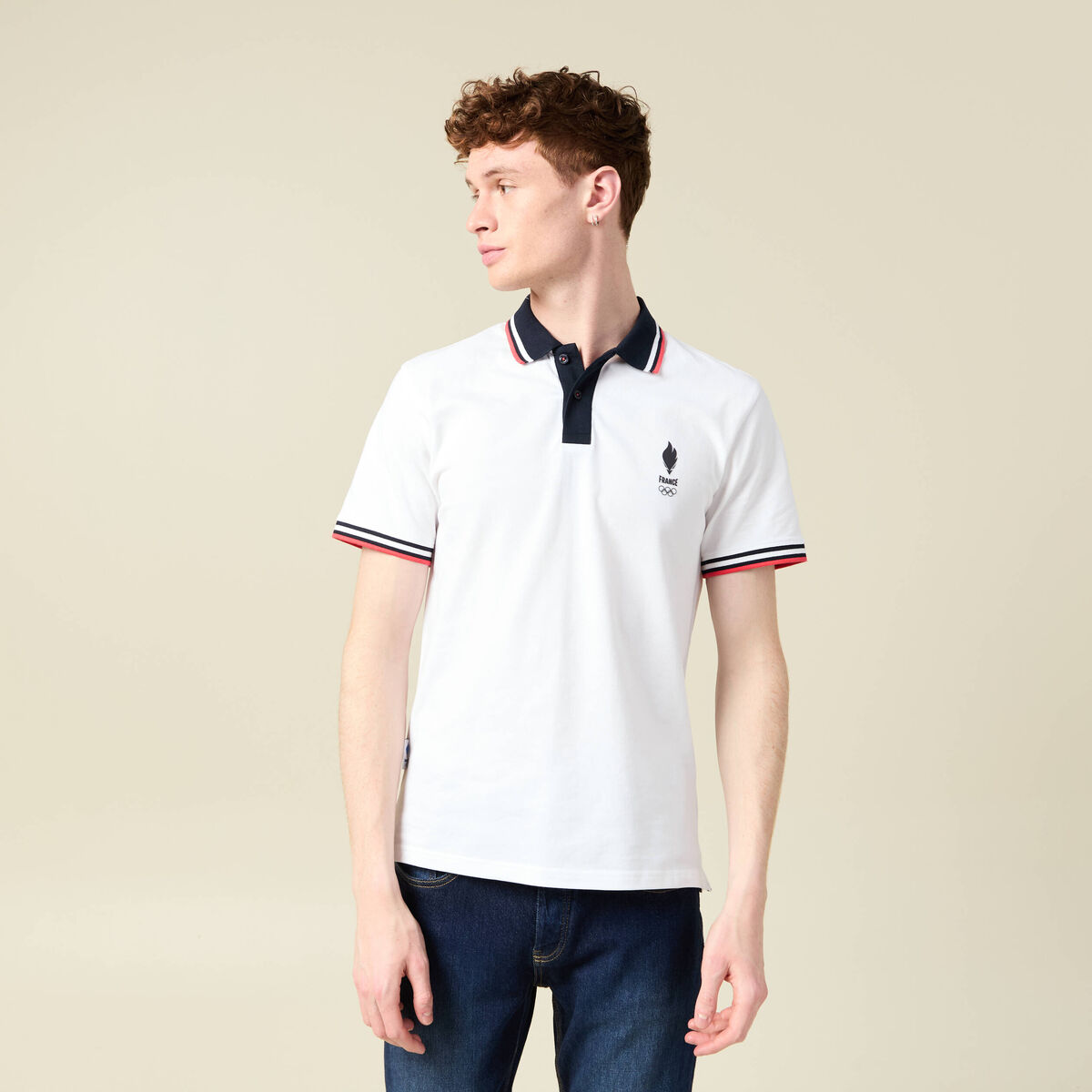 Polo manches courtes blanc homme