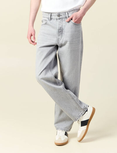 Jeans large relaxed denim snow gris homme