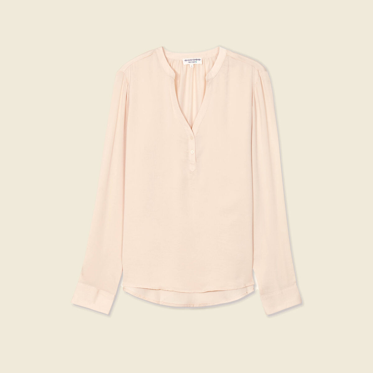 Blouse manches longues satin creme femme
