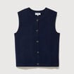 Pull droit court sans manches col rond bleu marine femme