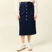 Jupe midi droite en jean denim brut femme