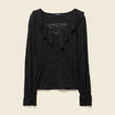 Blouse droite courte manches longues noir femme