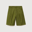 Bermuda large taille haute vert kaki femme