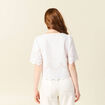 Blouse manches courtes brodée ecru femme