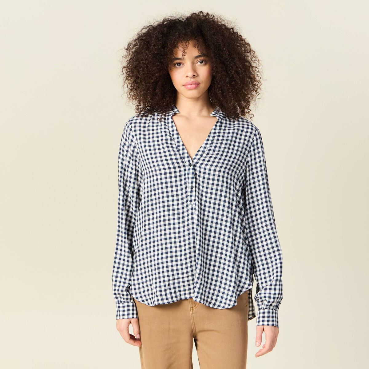 Blouse manches longues bleu marine femme