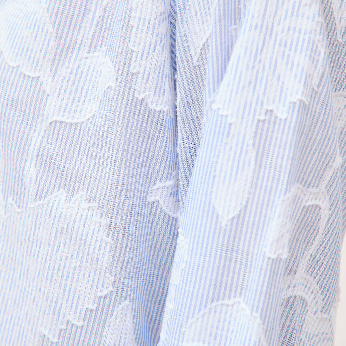 Chemise en coton col V manches longues bleu gris femme