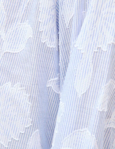 Chemise en coton col V manches longues bleu gris femme