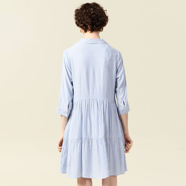 Robe patineuse boutonnée ecru femme