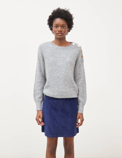 Pull droit col rond manches longues gris femme