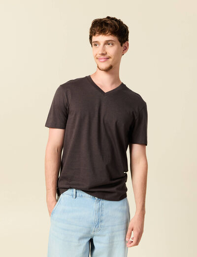 T-shirt manches courtes homme taupe homme
