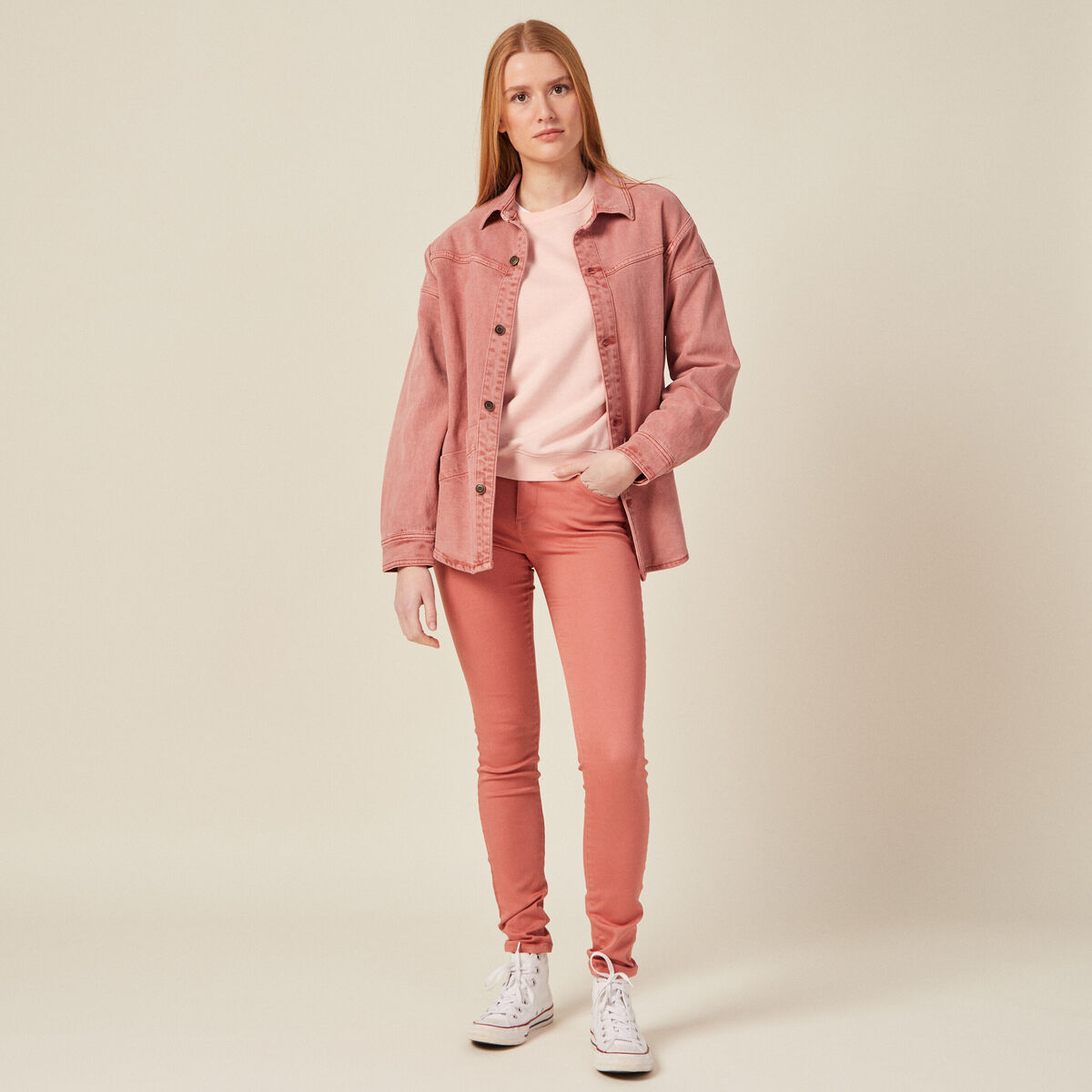 Pantalon Audrey - skinny push up rose poudrée femme