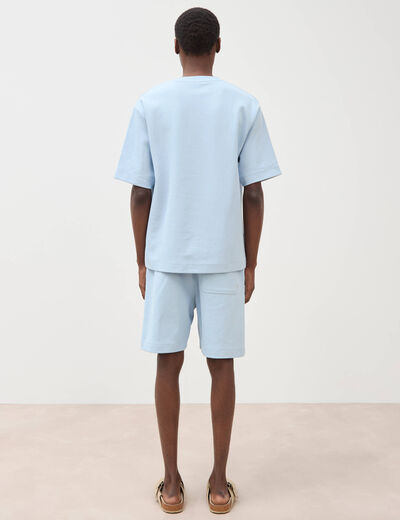 T-shirt ample col rond manches courtes bleu ciel homme