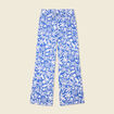 Pantalon large taille haute bleu femme