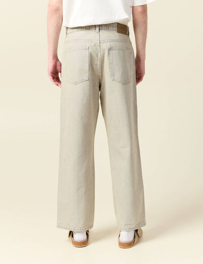 Jeans large 5 poches denim beige homme