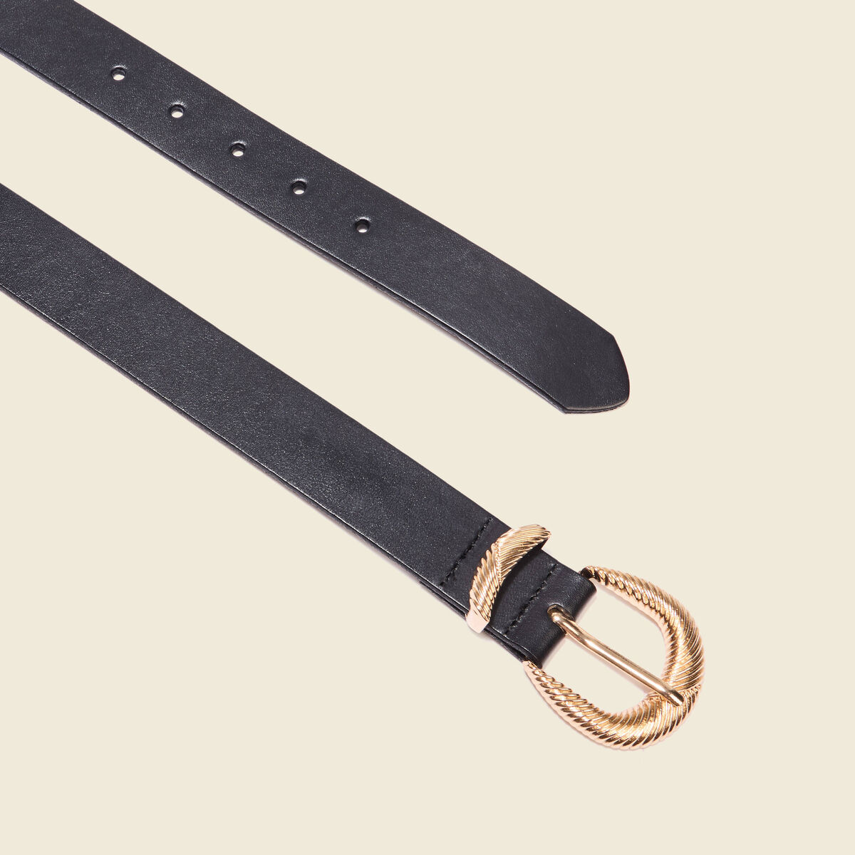Ceinture en cuir avec boucle noir femme