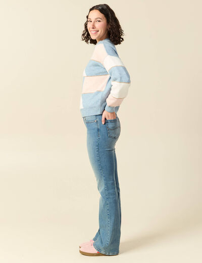 Pull col rond manches longues mauve femme