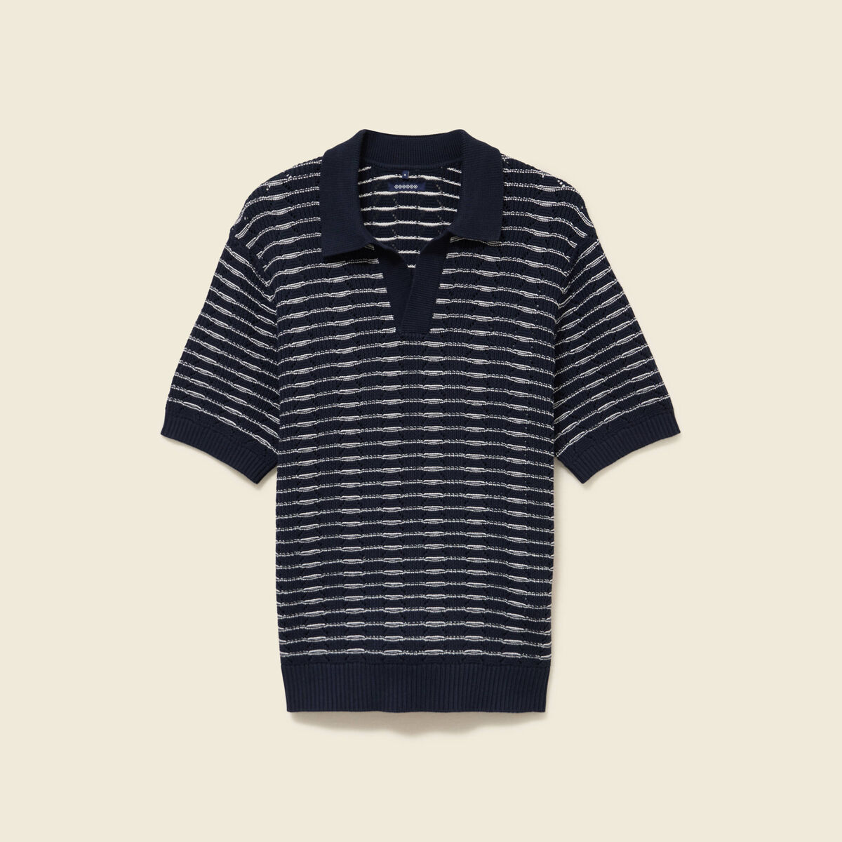 Polo ample en coton manches courtes bleu marine homme