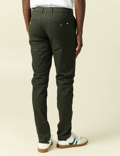 Pantalon chino slim vert kaki homme