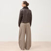 Blouson col sherpa manches longues marron fonc&eacute; femme