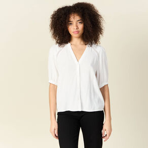 Chemise manches courtes ecru femme