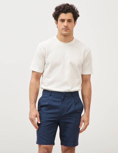 Bermuda bleu fonc&eacute; homme
