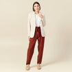 Pantalon carotte taille haute marron cognac femme