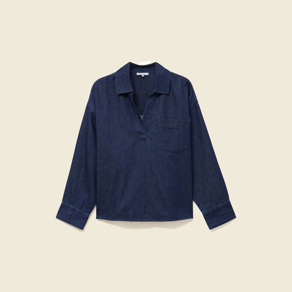 Chemise oversize en coton denim stone femme