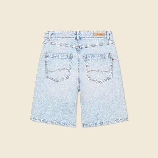 Bermuda droit en jean denim snow bleu femme