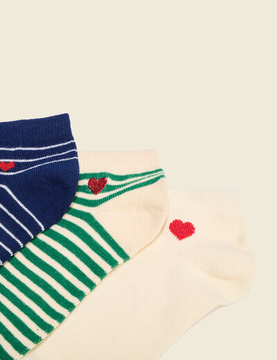 Lot de 3 paires chaussettes basses vert femme