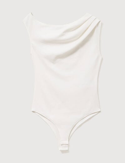 Body ajust&eacute; encolure bardot ecru femme