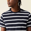 T-shirt ray&eacute; col rond manches courtes ecru homme
