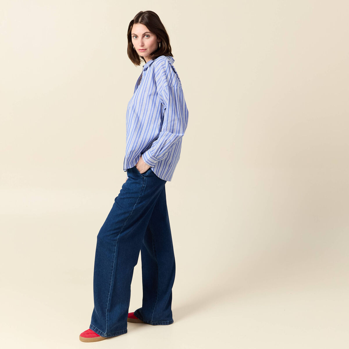 Chemise éco-responsable bleu clair femme