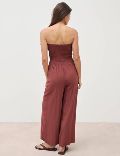 Combinaison bustier sans manches marron cognac femme