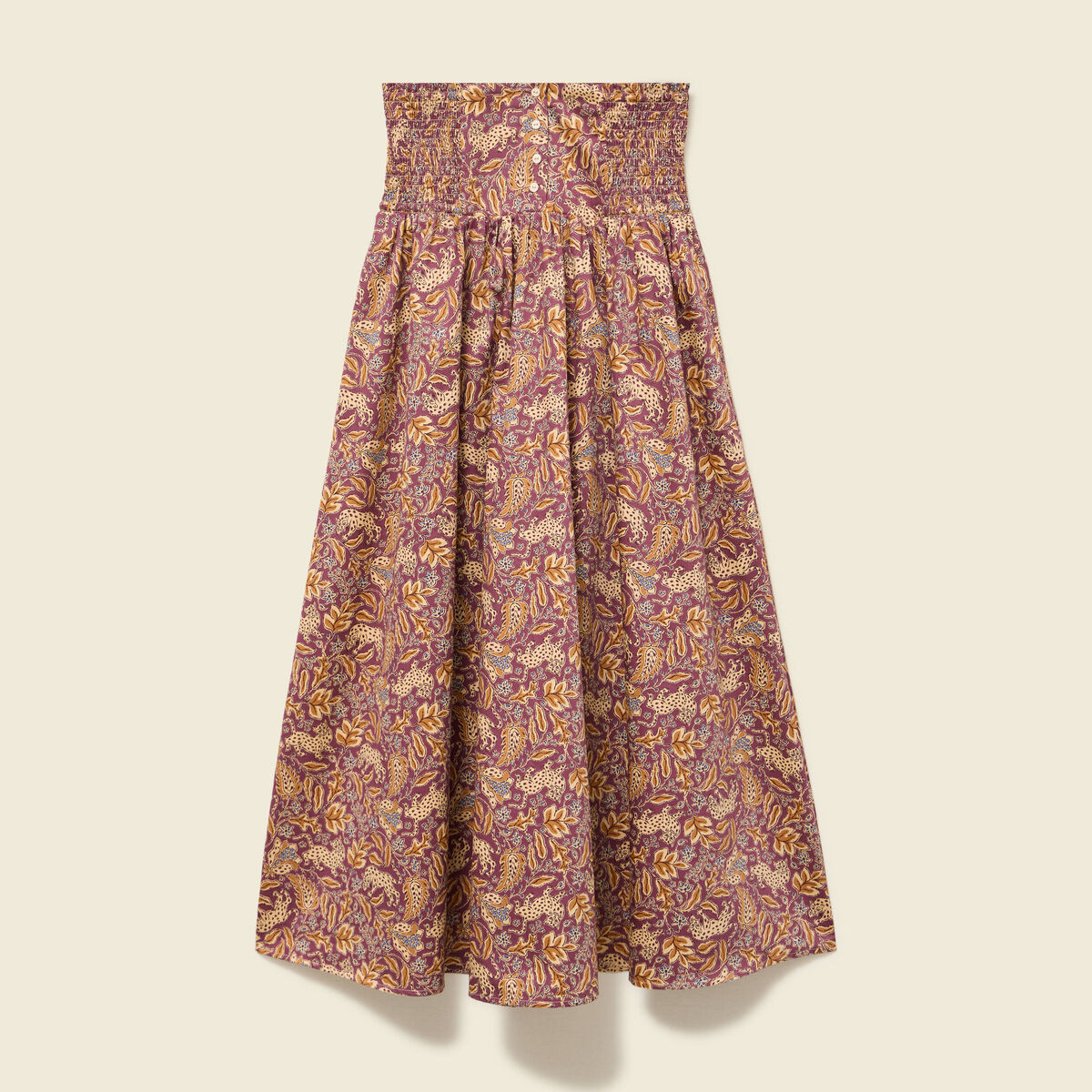 Jupe longue &eacute;vas&eacute;e en coton beige moyen femme