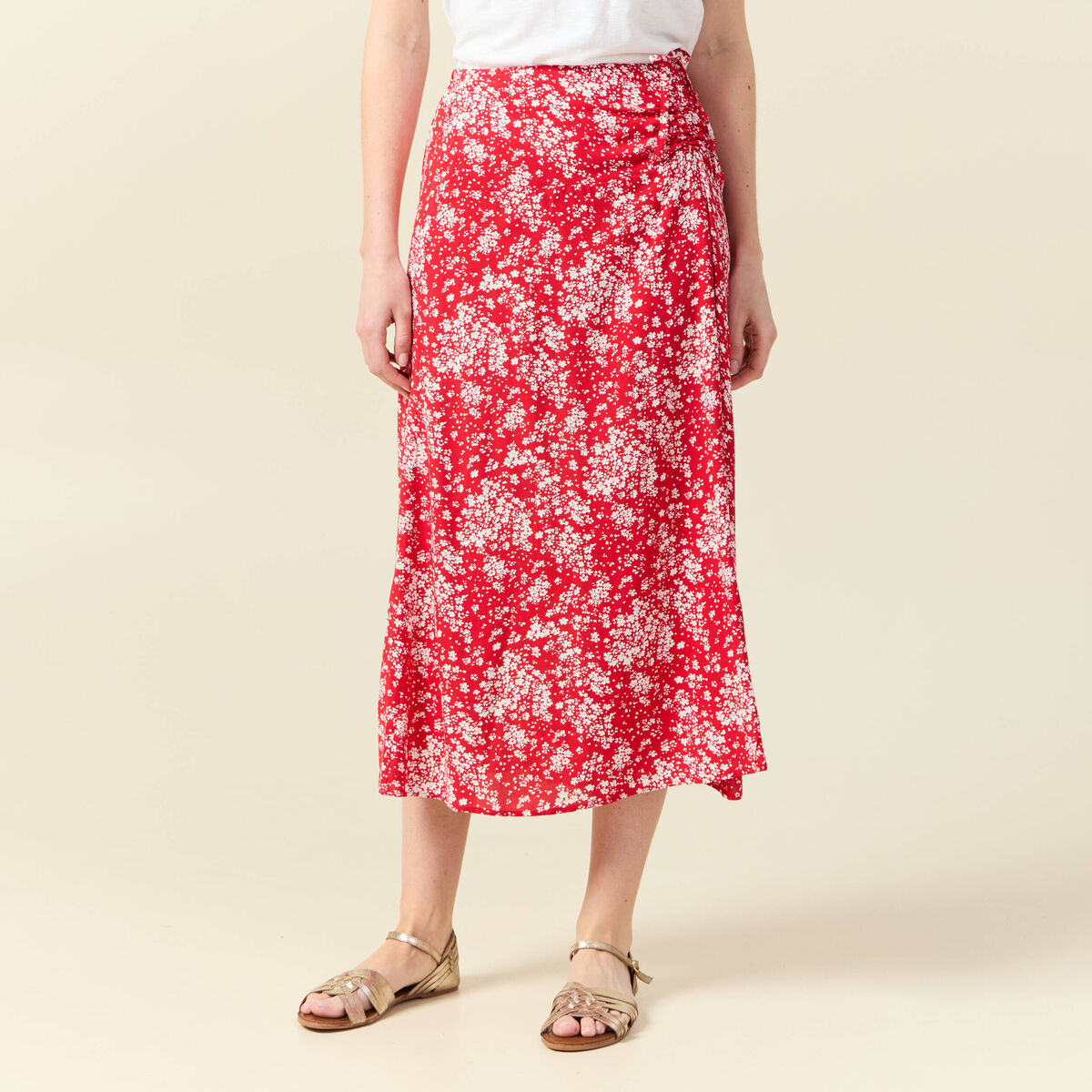 Jupe longue portefeuille rouge femme