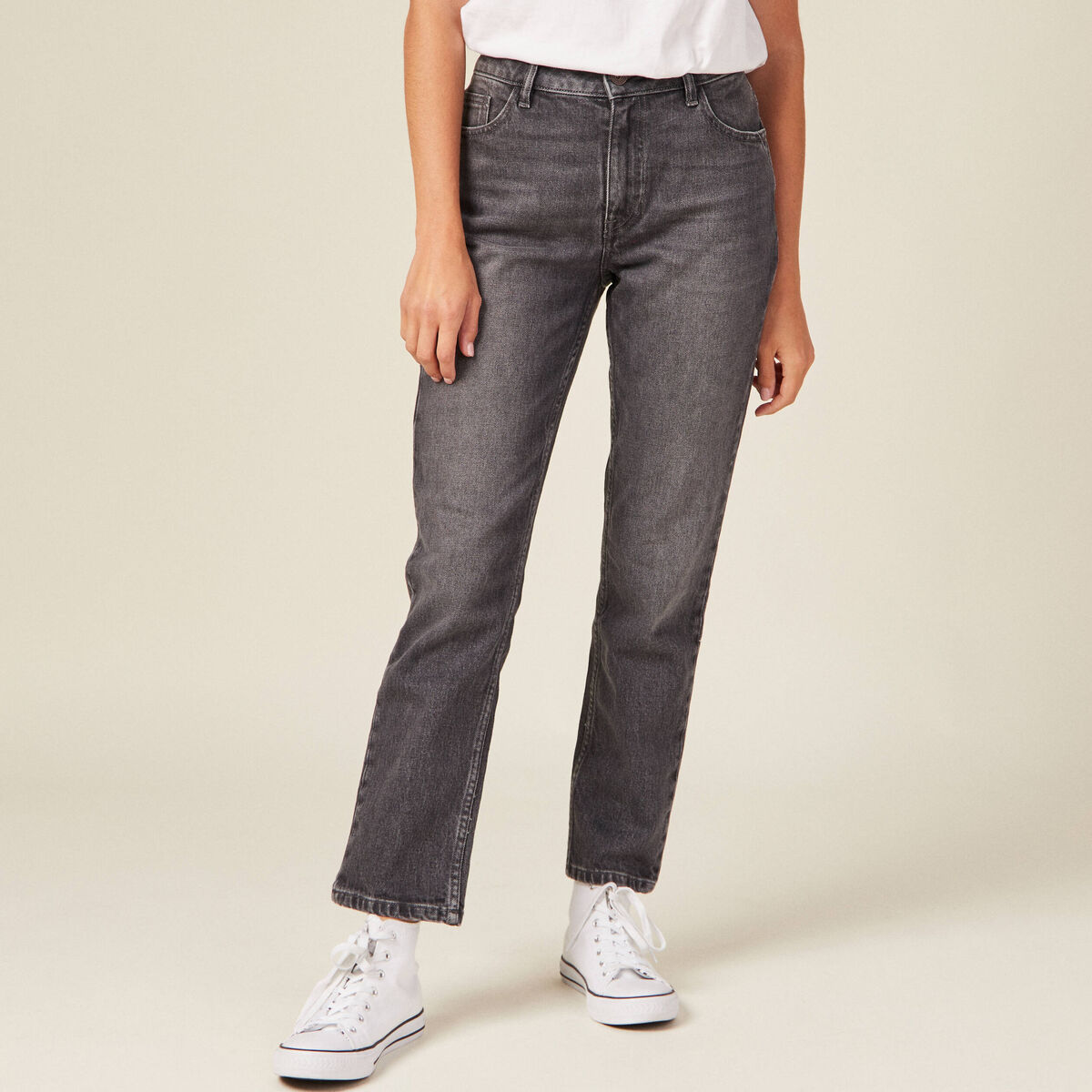 Jeans slim 7/8ème denim gris femme