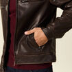 Blouson simili cuir marron foncé homme