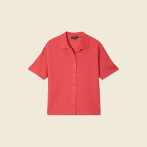Polo en maille rouge femme