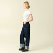 Jeans wide large taille haute denim brut rinse femme
