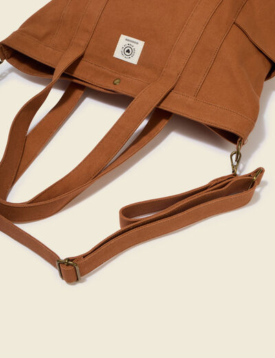 Cabas en coton avec doublure marron femme