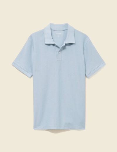 Polo cintr&eacute; manches courtes bleu gris homme