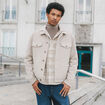 Surchemise boutonn&eacute;e beige homme