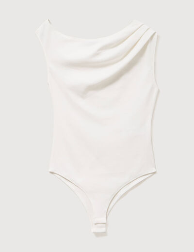 Body ajust&eacute; encolure bardot ecru femme