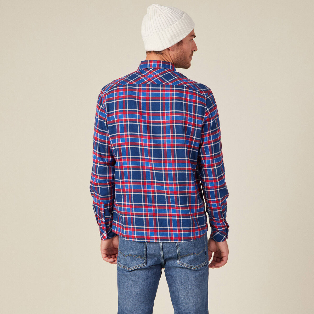 Chemise manches longues bleu electrique homme