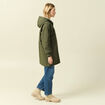 Parka oversize mi-longue &agrave; capuche vert kaki femme