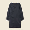 Robe droite col en V satin vert foncé femme