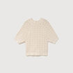 Pull droit court ajour&eacute; manches courtes camel femme