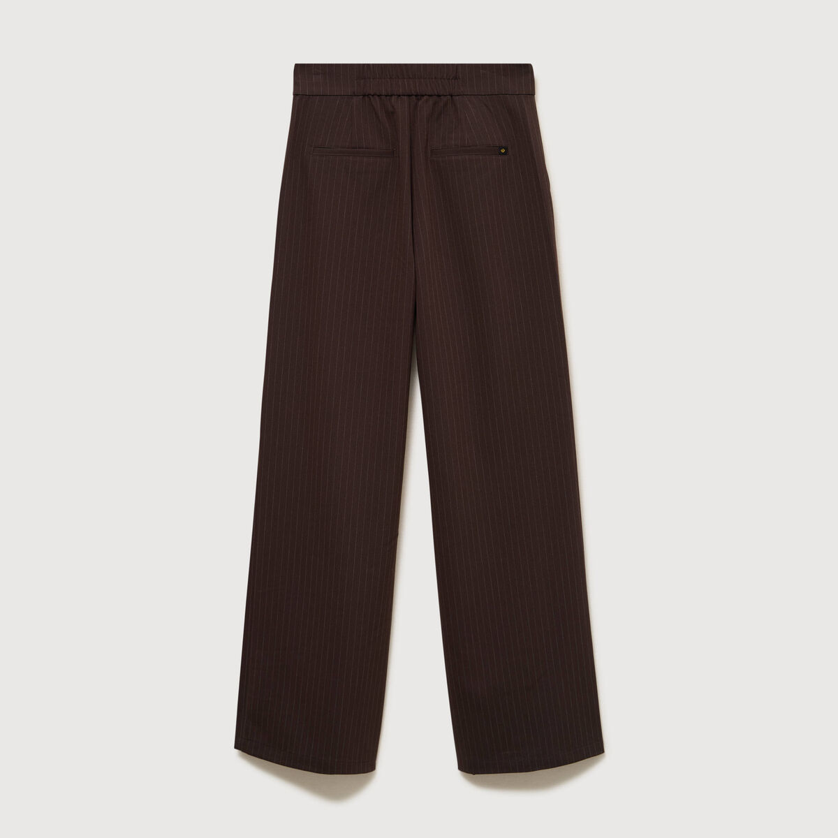 Pantalon large taille haute fluide marron fonc&eacute; femme